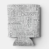 LOGISTIK Muster mit Wörtern Dosenkühler (Rückseite)