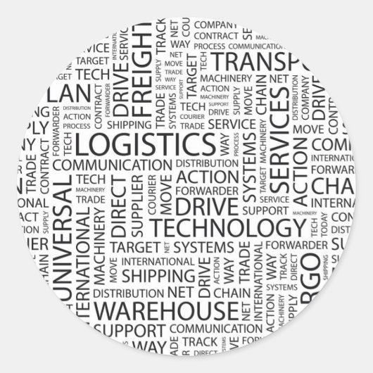 LOGISTIK Muster mit Wörtern Runder Aufkleber (Vorderseite)