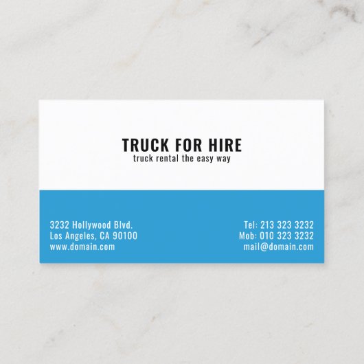 Logistik- und Beförderungswagen zum Mieten Visitenkarte (Rückseite)