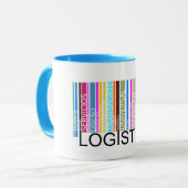 Logistische Tasse mit Strichcode von Colores. (Vorderseite Links)