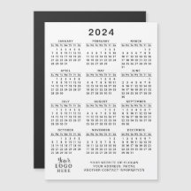 Logo 2024 Magnetic Calendar Werbeaktion Weiß Schwa