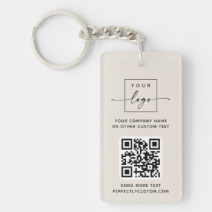 Logo 3 QR-Codes für Elfenbein mit benutzerdefinier Schlüsselanhänger