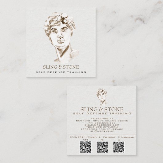 *~* Logo 3 QR - Mythologie Grieche Gott AP45 DAVID Quadratische Visitenkarte (Vorne/Hinten)