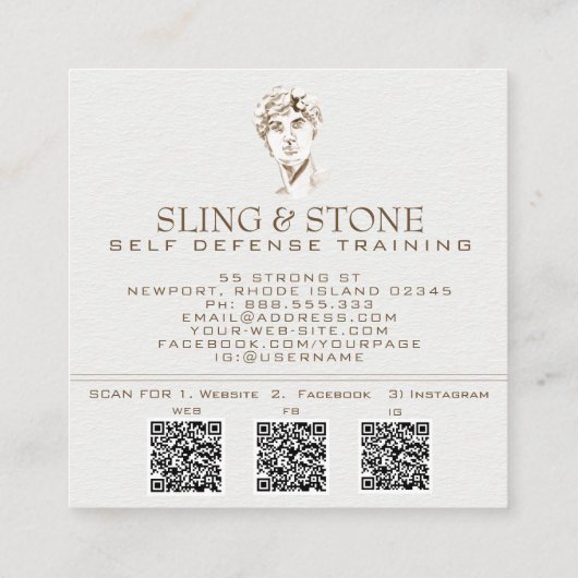 *~* Logo 3 QR - Mythologie Grieche Gott AP45 DAVID Quadratische Visitenkarte (Rückseite)