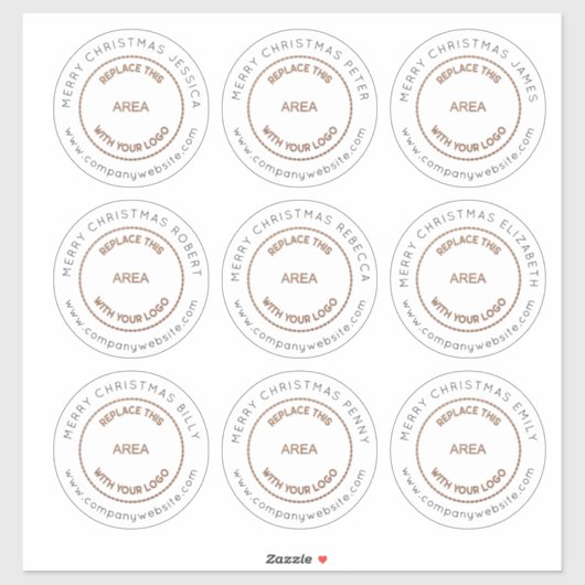 Logo 9 Grosser Einzelname Frohe Weihnachten Aufkleber (Blatt)