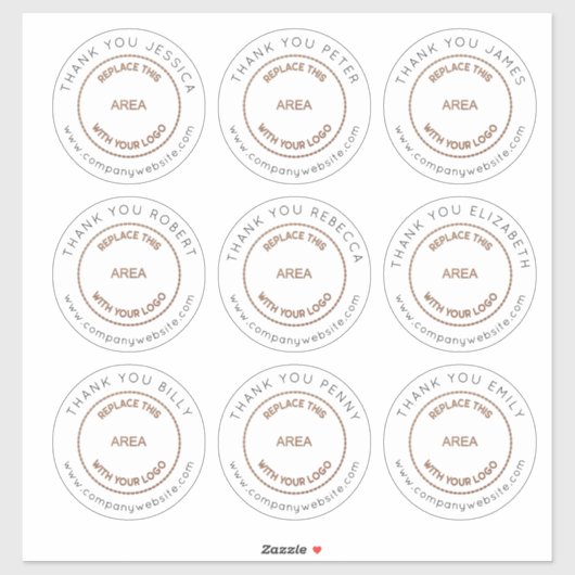 Logo 9 Großer individueller Name dank Mitarbeiter Aufkleber (Blatt)