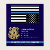 Logo-Abzeichen Polizei Blau-Line-Mitarbeiter Visitenkarten (Außenseite Aufgefaltet)