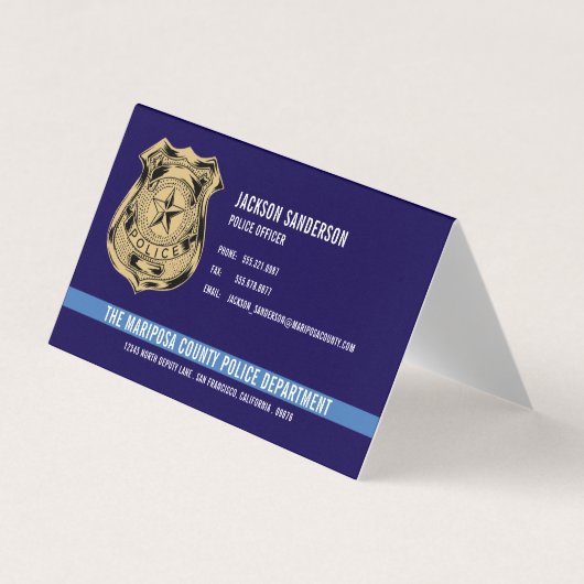 Logo-Abzeichen Polizei Blau-Line-Mitarbeiter Visitenkarten (Vorderseite)