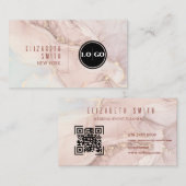 Logo-Agate in Rosa und Gold-QR-Code Visitenkarte (Vorne/Hinten)