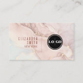 Logo-Agate in Rosa und Gold-QR-Code Visitenkarte (Vorderseite)