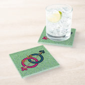 Logo "als Pfeil" Glasuntersetzer (Schrägansicht)