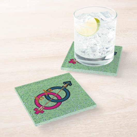 Logo "als Pfeil" Glasuntersetzer (Schrägansicht)