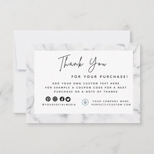 Logo an der Grenze zu Weißem Marmor Dankeskarte (Vorderseite)