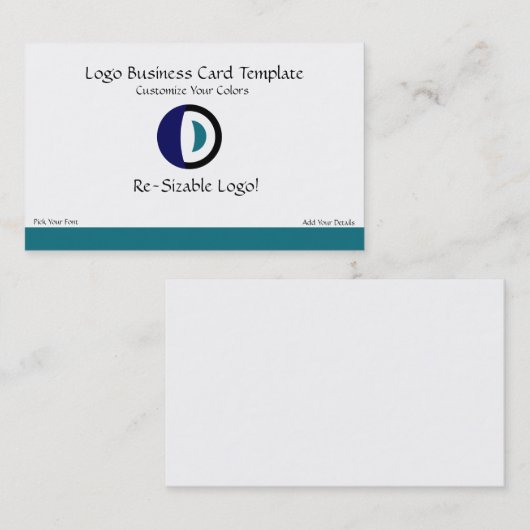 Logo "Aquamarin and Blue Crescent Moon & Planets" Visitenkarte (Vorne/Hinten)