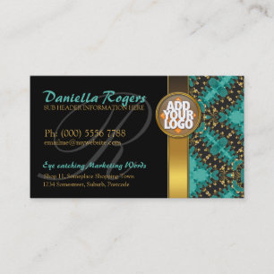 Logo + aquamarines Gold und schwarze Mode Visitenkarte
