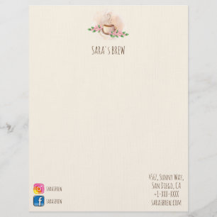 Logo Aquarellkaffee Tasse und Blume Café Briefbogen