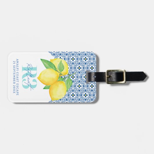 Logo "Aquarellon Lemon Mediterrane Tile" Gepäckanhänger (Vorderseite horizontal)