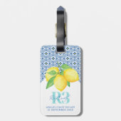 Logo "Aquarellon Lemon Mediterrane Tile" Gepäckanhänger (Rückseite vertikal)