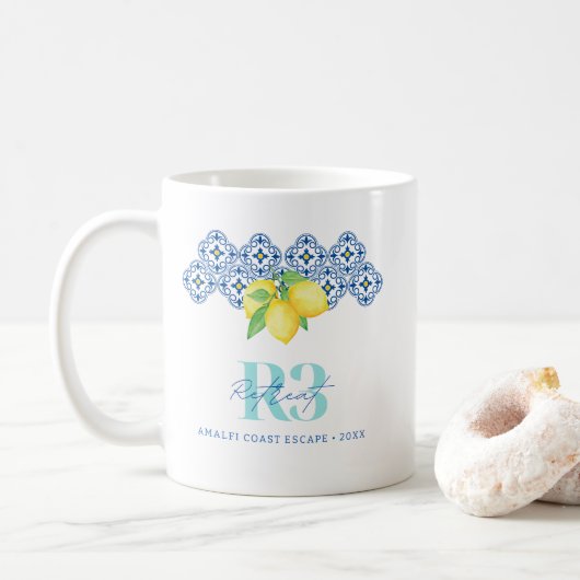 Logo "Aquarellon Lemon Mediterrane Tile" Kaffeetasse (Mit Donut)