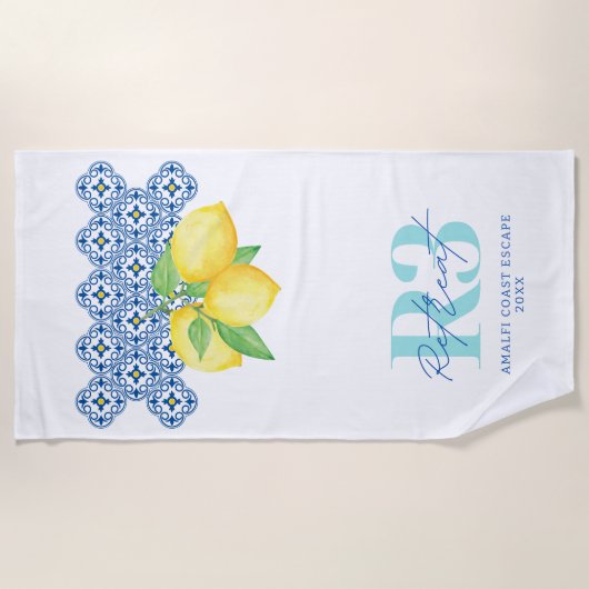 Logo "Aquarellon Lemon Mediterrane Tile" Strandtuch (Vorderseite)