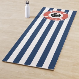 Logo auf dem Schiff mit blauem Streifen Yogamatte