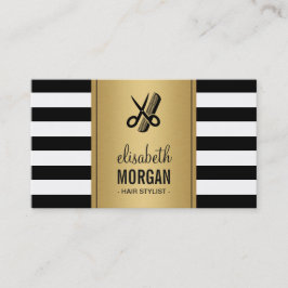Logo auf der Hair Stylist Elegantes Gold Schwarz-w Visitenkarte