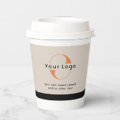 Logo auf der Ligh Tan + Black Text Company Busines Pappbecher (Rückseite)