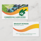 Logo auf der Schaufelebene | Rasenmäher, die Gras  Visitenkarte (Vorne/Hinten)