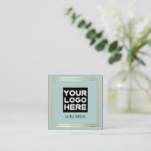 Logo auf der Vorderseite hinzufügen | aquamarines  Quadratische Visitenkarte (Stehend Vorderseite)