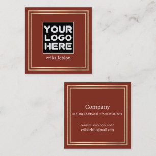 Logo auf der Vorderseite hinzufügen   Terracotta Quadratische Visitenkarte