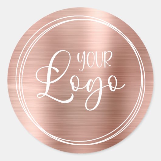 Logo auf drei White Rings mit Rose Gold Foil Runder Aufkleber (Vorderseite)