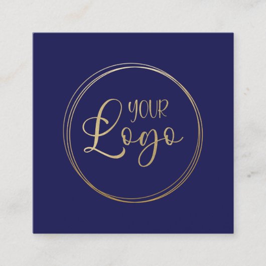 Logo auf Dunkelblau Quadratische Visitenkarte (Vorderseite)
