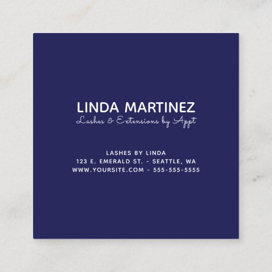 Logo auf Dunkelblau Quadratische Visitenkarte (Rückseite)