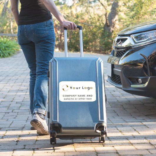 Logo auf Off white Rechteck Business Vinyl Bumper Aufkleber (Koffer Insitu)