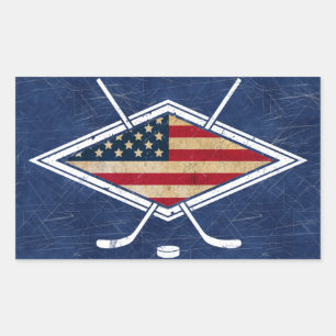 Logo-Aufkleber für die amerikanische Hockey-Flagge Rechteckiger Aufkleber
