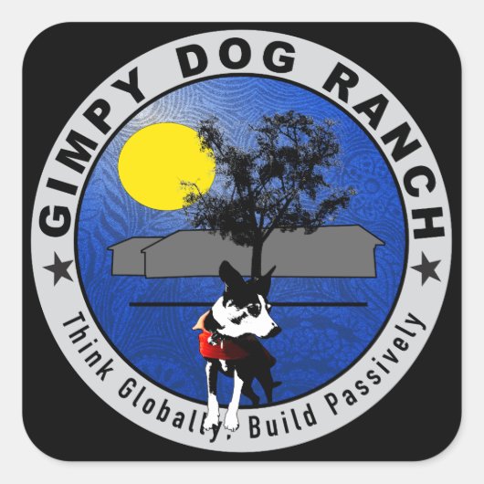 Logo-Aufkleber für Gimpy Dog Ranch Quadratischer Aufkleber (Vorderseite)