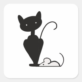 Logo-Aufkleber für Katzen und Maus Quadratischer Aufkleber