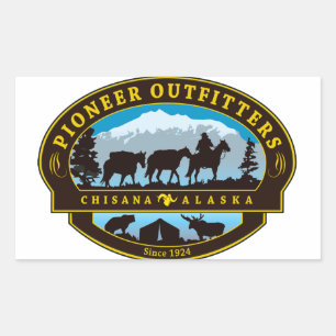 Logo-Aufkleber für Pioneer Outfitters Rechteckiger Aufkleber