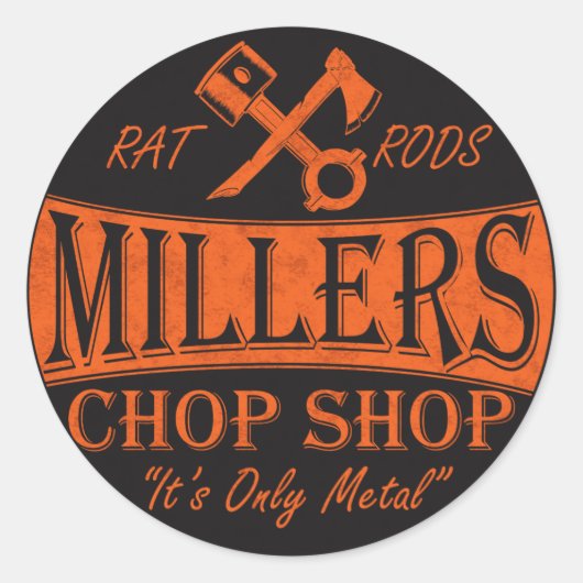 Logo-Aufkleber in orange und schwarz Runder Aufkleber (Vorderseite)