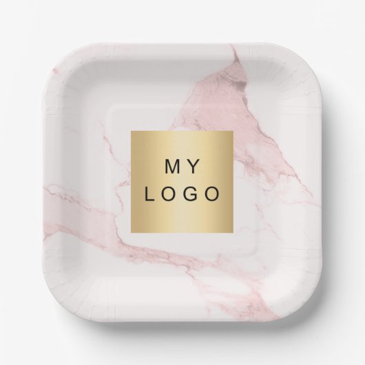 Logo aus rosafarbenem Marmor Pappteller (Vorderseite)
