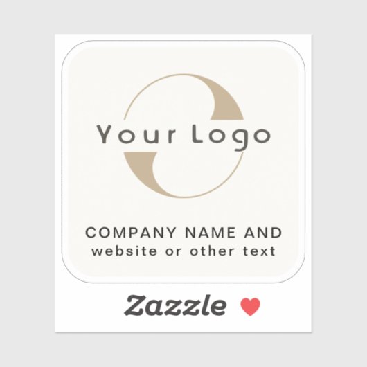 Logo +Aus weißem Quadrat Wasserflasche Business Vi Aufkleber (Blatt)