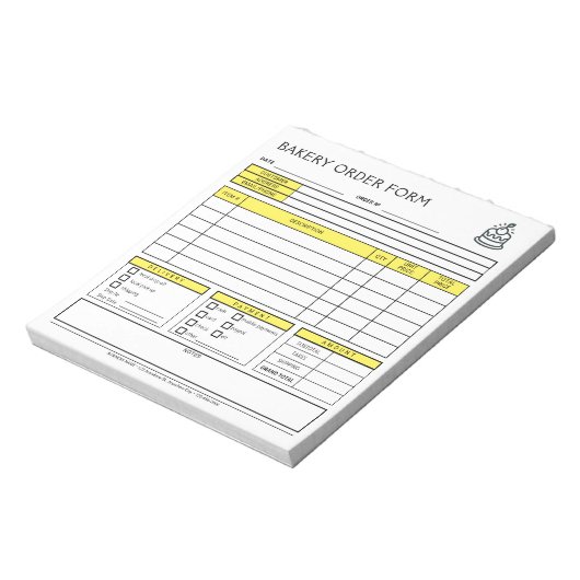 Logo-Bäckerei Business-Gelbe Bestellformular hinzu Notizblock (Rotiert)