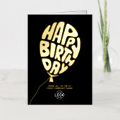 Logo Balloon Black Corporate Foil Birthday Card (Vorderseite)