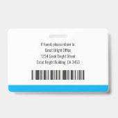Logo-Bar-Code für das Foto des Mitarbeiters Ausweis (Rückseite)