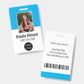 Logo-Bar-Code für das Foto des Mitarbeiters Blau Ausweis (Vorder- & Rückseite)