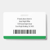 Logo-Bar-Code für das Foto des Mitarbeiters grün u Ausweis (Rückseite)