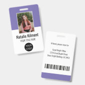 Logo-Bar-Code für das Foto des Mitarbeiters Lila u Ausweis (Vorder- & Rückseite)