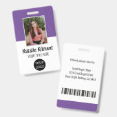 Logo-Bar-Code für das Foto des Mitarbeiters Lila u Ausweis (Vorder- & Rückseite)