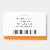 Logo-Bar-Code für das Foto eines Mitarbeiters Oran Ausweis (Rückseite)