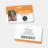 Logo-Bar-Code für das Foto eines Mitarbeiters Oran Ausweis (Vorder- & Rückseite)